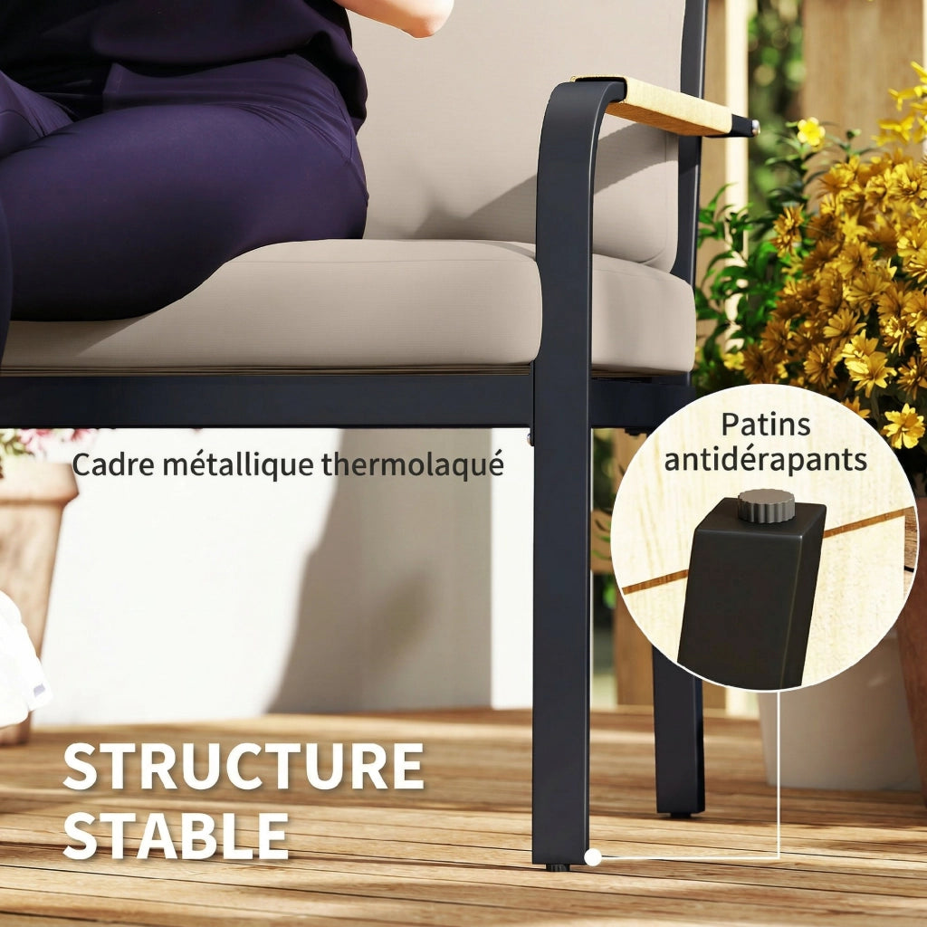 Set Giardino 7 Pezzi Divano Angolare Esterno con Tavolo e Pouf ¨C zephmum ¨C Beige e Grigio