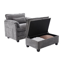 Poltrona oversize - Xylo - con poggiapiedi e pouf tasche laterali velluto