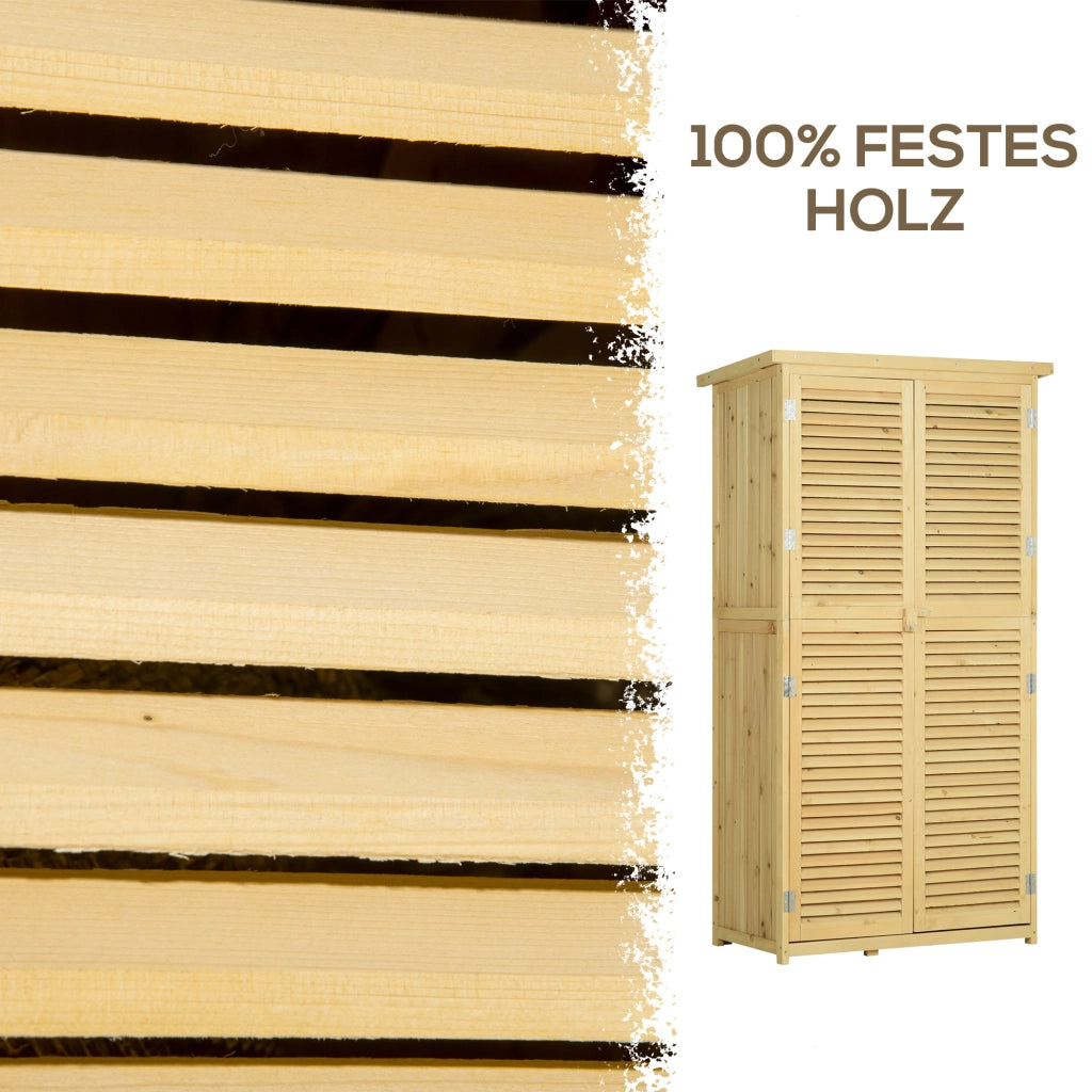 Armadio da giardino in legno con tetto in asfalto e porta a lamelle ¨C zephmum ¨C 87x46.5x160 cm