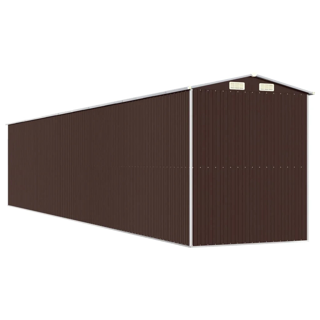 Casetta da giardino cabina ripostiglio capanno da esterno capanno per attrezzi robusta scura 192 x 1021 x 223 cm acciaio zincato marrone 02_0022315
