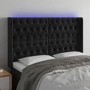 Testiera a LED Nera 163x16x118/128 cm in Vellutocod mxl 97911