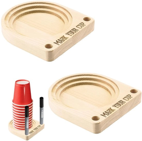 Due pezzi di supporto per bicchieri da solo con fessura per organizzare le marche, segnate con la vostra marca su un supporto in legno, dispenser standard per bicchieri da moka per festa, bagno, cucina, piano di lavoro, bar.