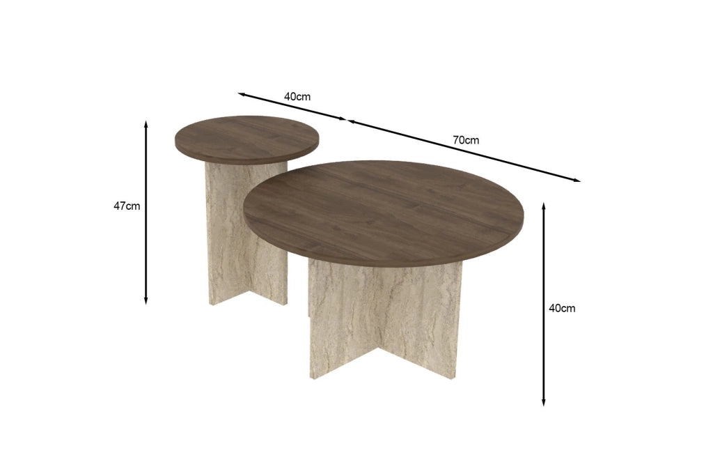 Set di tavolini in legno "Private" 70 x 70 x 40 cm - Noce