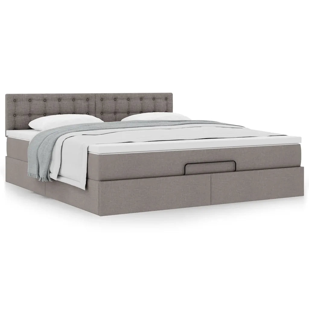 Struttura Letto Pouf con Materasso Tortora 180x200cm in Tessuto 3311647
