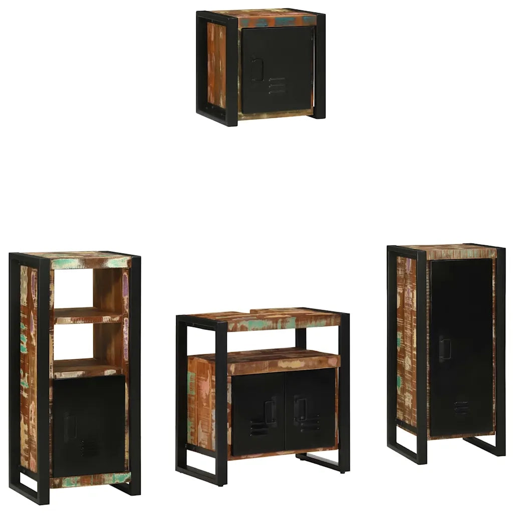 Set di mobili per il bagno 4 pcs Legno Recuperato Massello