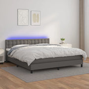 Giroletto Molle con Materasso e LED Grigio 180x200cm Similpelle 3134241