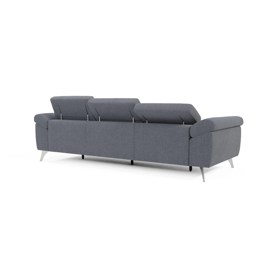 Donatello Divano con 3 sedute allungabili braccioli contenitore e poggiatesta reclinabili in tessuto smacchiabile T23 265 cm blu grafite