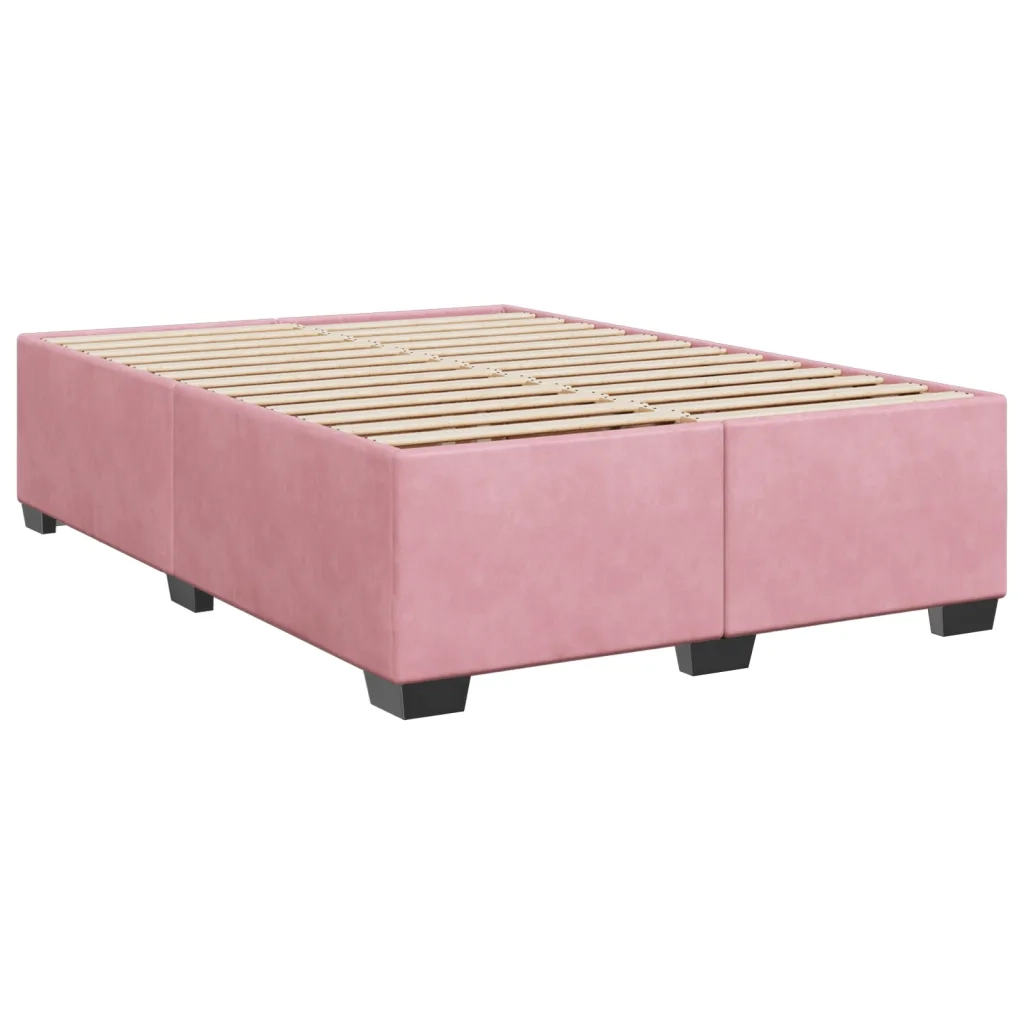 Giroletto a Molle con Materasso Rosa Scuro 140x200cm in Velluto