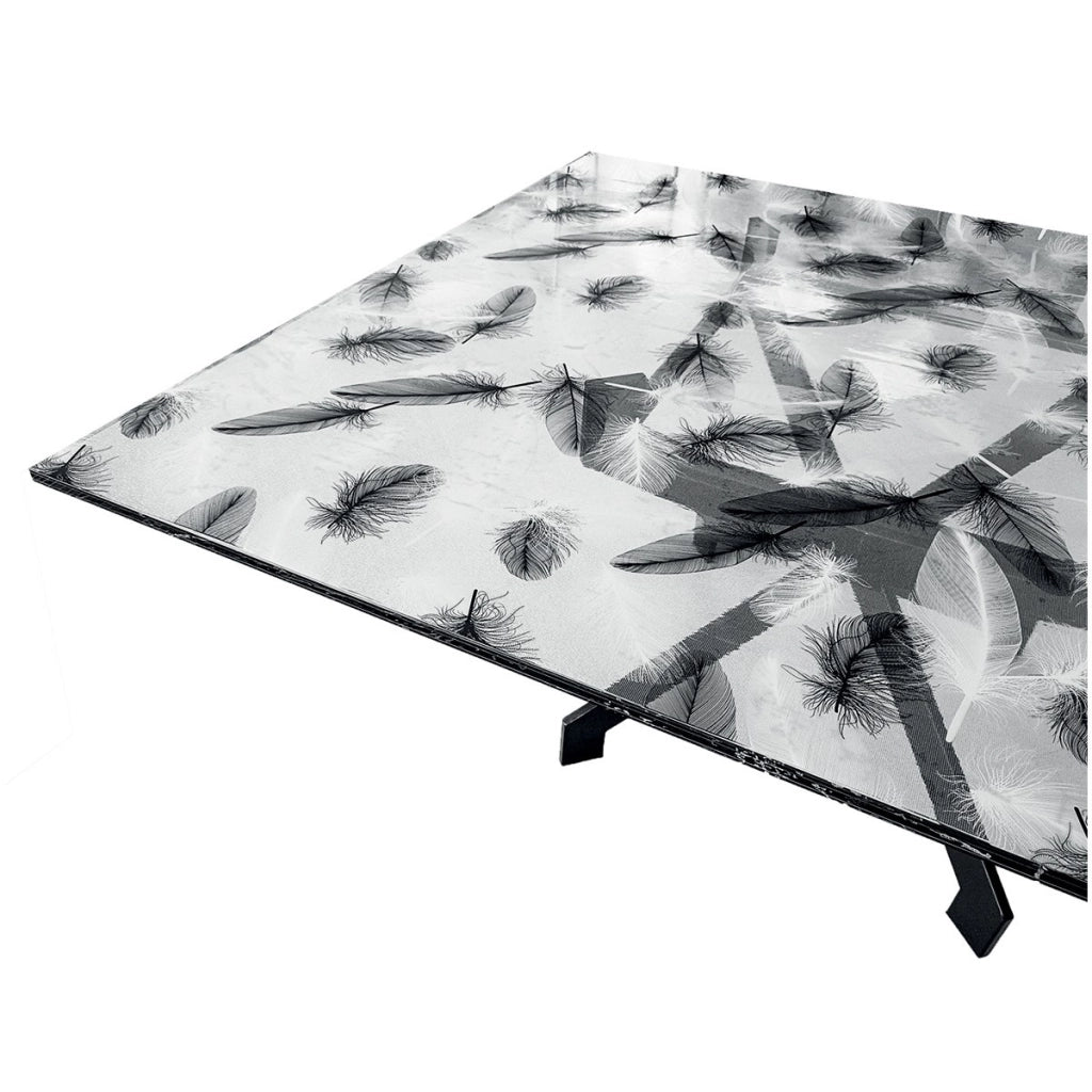 Tovaglia Trasparente Decorata Glitterata Pellicola Pvc 100x200 Cm Tavolo Antimacchia Spessa Piume (A)