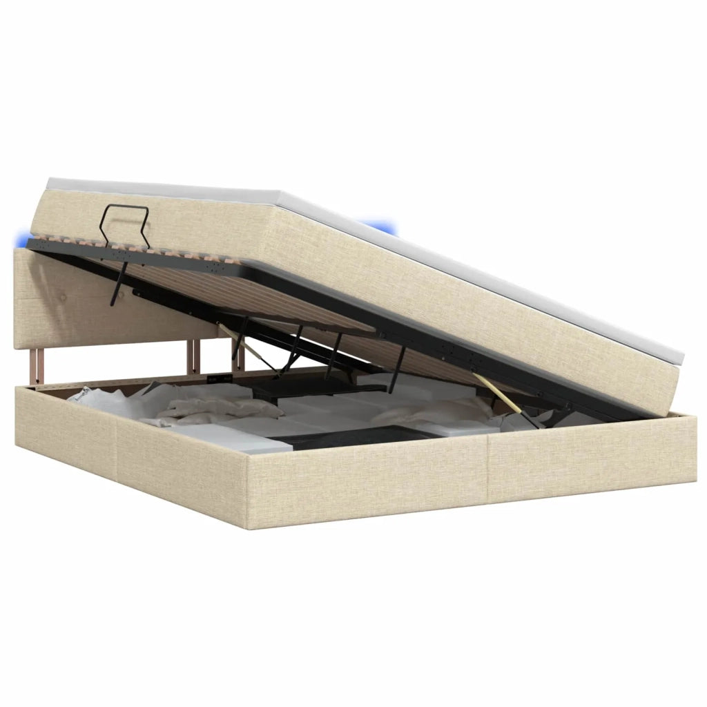Letto con contenitore LED e materasso Crema 140 x 200 cm 3459070