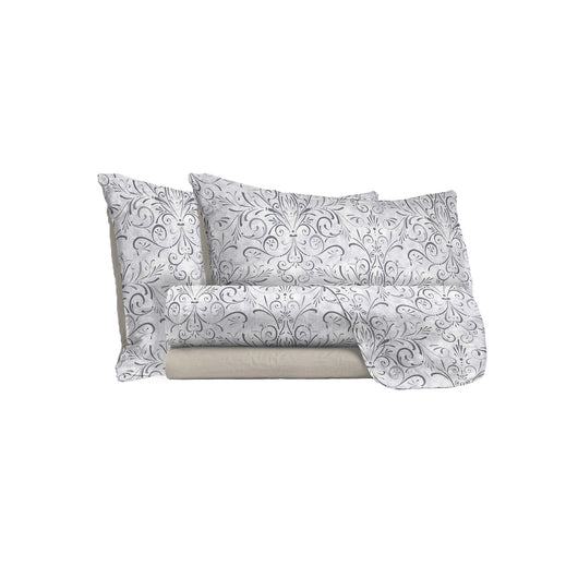 Set lenzuola Singolo stampa sopra Sotto e Federe Ornato Grigio