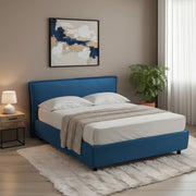 Bronte, Letto Alla Francese Sfoderabile Made in Italy, blu