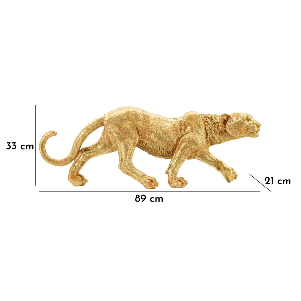 Scultura Pantera, Oro, Poliresina, 89x21x33 cm