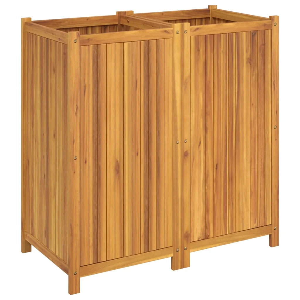 Aiuola rialzata/fioriera con rivestimento 100 x 50 x 100 cm legno massello di acacia marrone 02_0038118