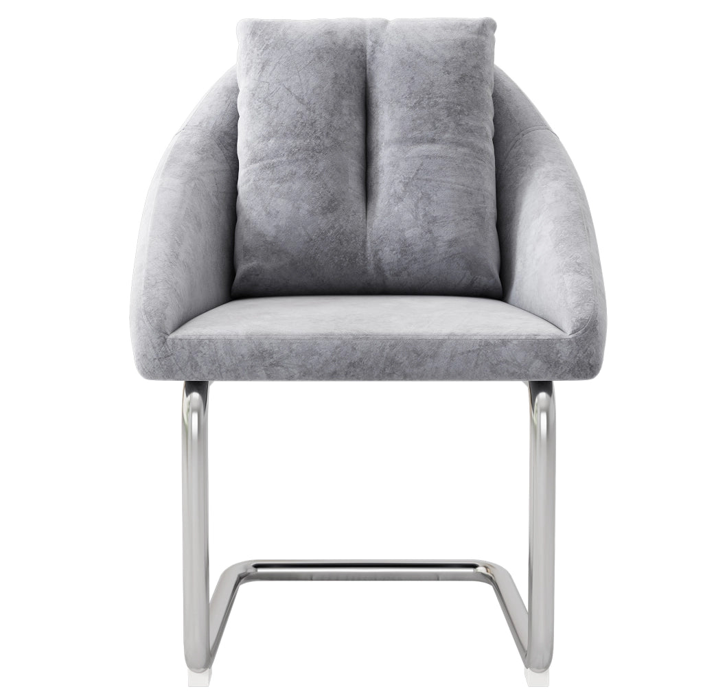 Set di 4 sedie in velluto con struttura in metallo; ergonomiche e confortevoli; grigio