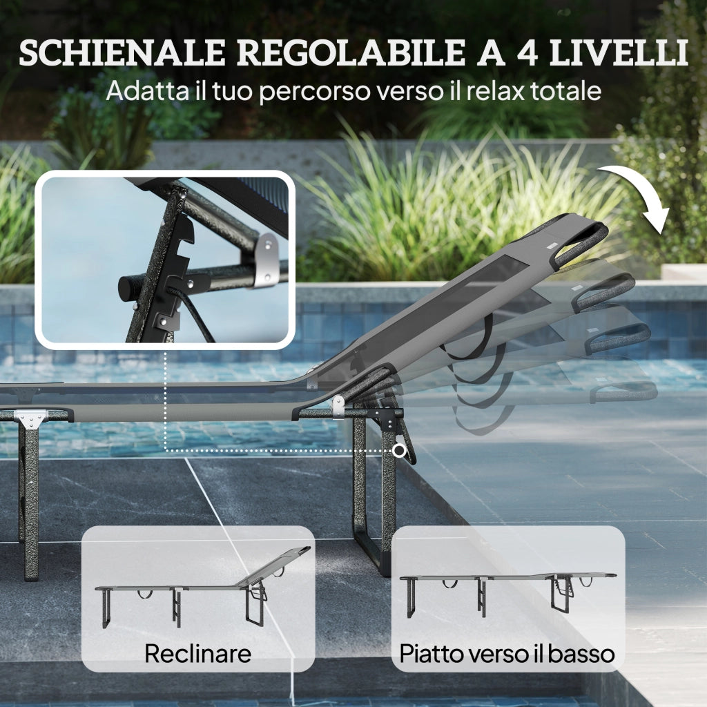 Lettino Pieghevole Reclinabile ¨C zephmum ¨C Grigio