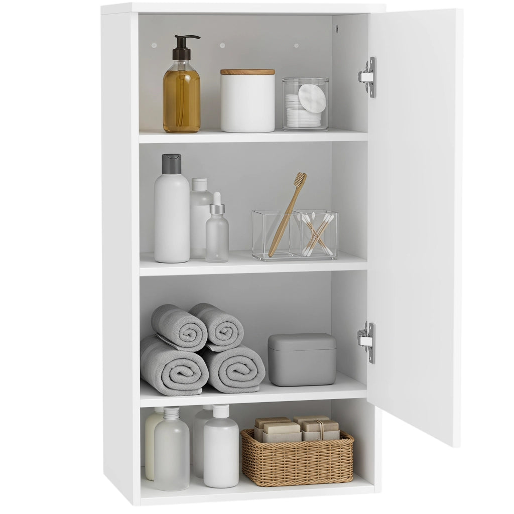 Armadietto pensile bagno con anta, 40x27x77 cm, bianco