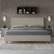 Letto imbottito Matrimoniale 190x210 cm Agueda - Similpelle,Tortora,Con rete