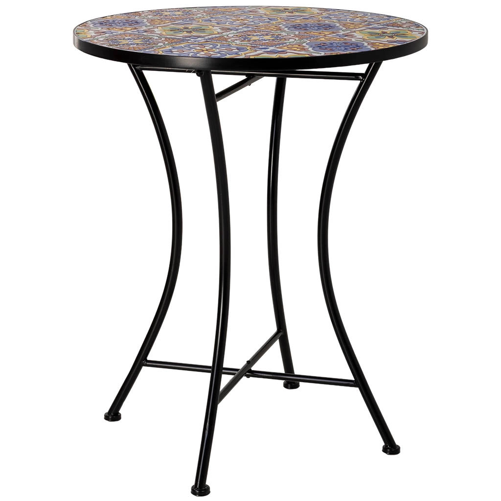 Tavolo e 2 sedie, metallo Blu, 60x60x75h cm, 38x46x90h cm