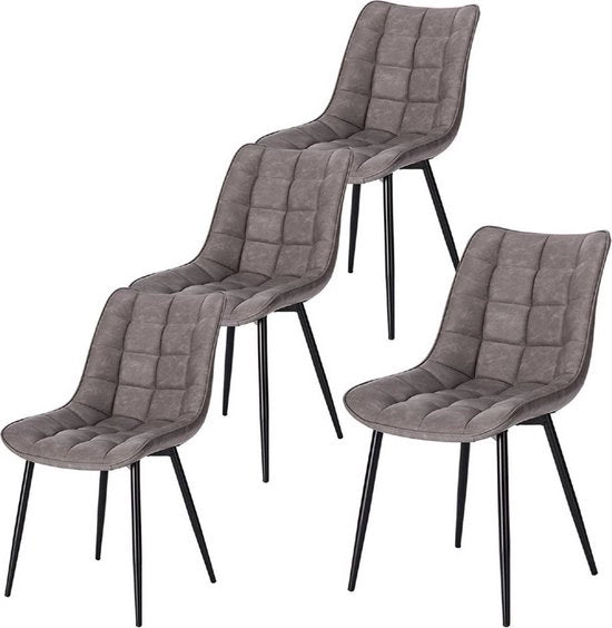 Set di sedie da pranzo in pelle - 4 pezzi - robuste e eleganti - progettate ergonomicamente - adatte per diversi stili di interni - colore grigio scuro