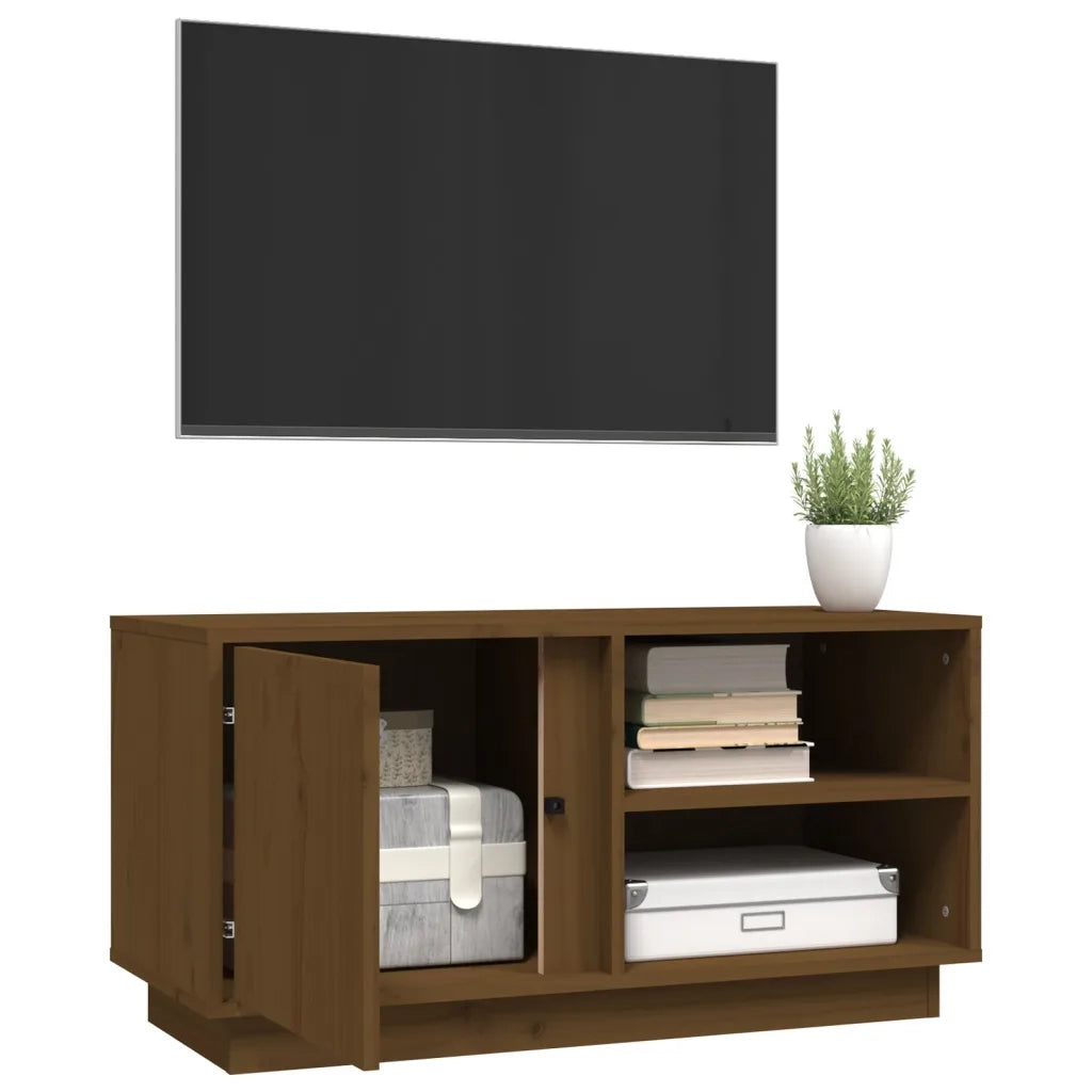 Mobile Porta TV Miele 80x35x40,5 cm in Legno Massello di Pino cod mxl 26939