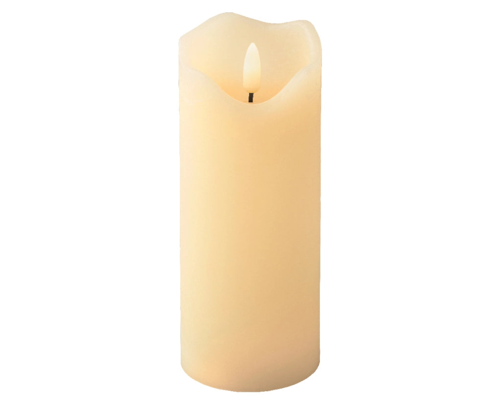 Candela LED ondulata in cera stabile sulla parte superiore H 17 x 7 cm