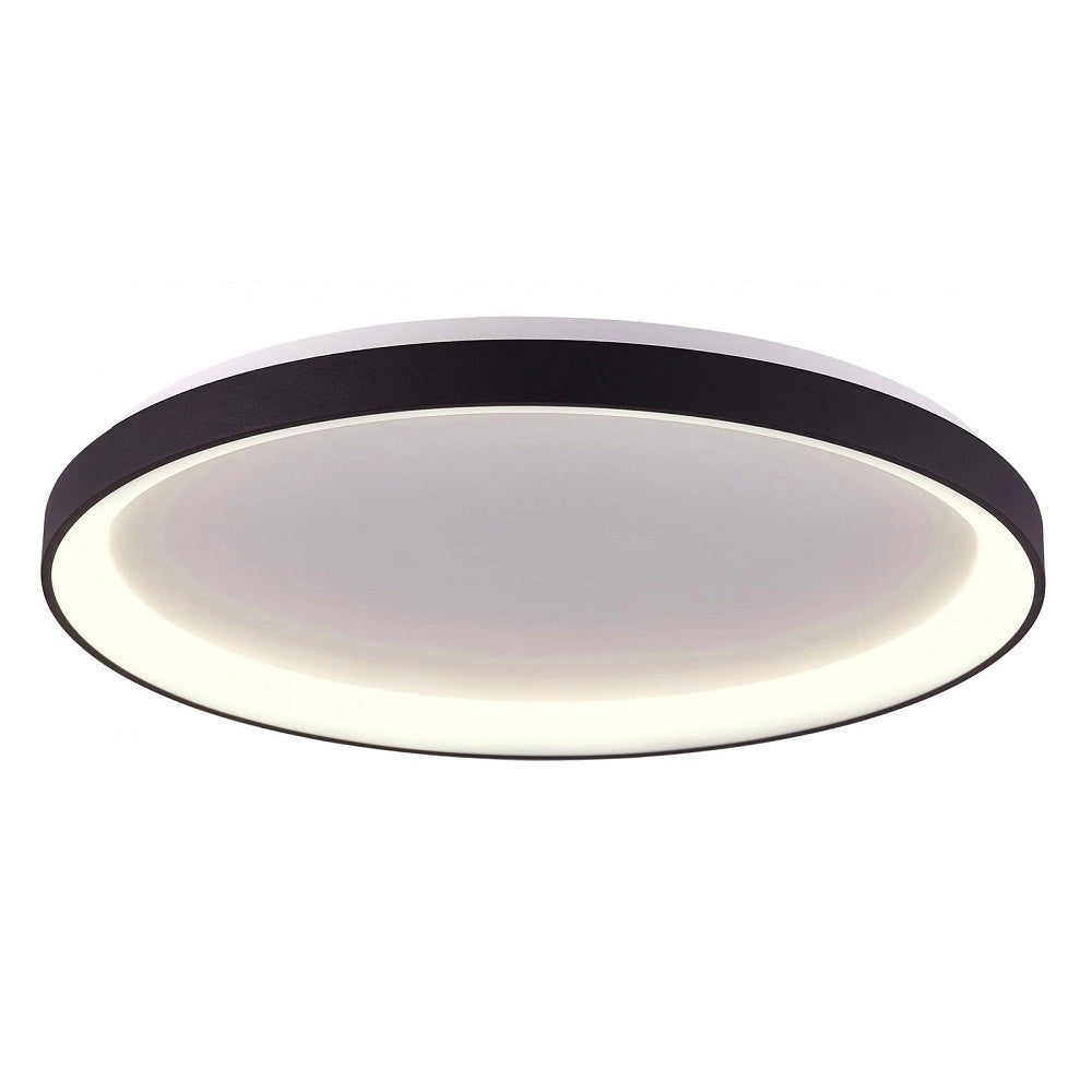Trade Shop - Plafoniera Moderna Tonda Led Cct 60 W 3000k 4000k Soffitto Lampada Parete 80 Cm - Nero