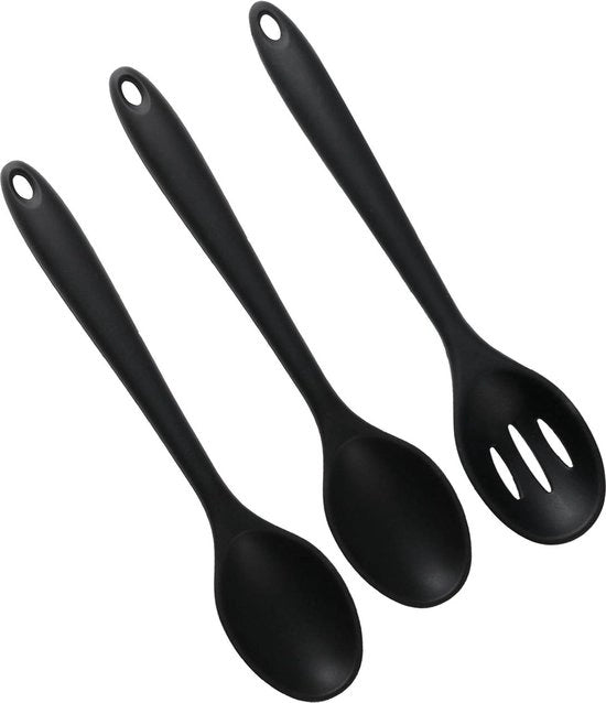 Set di cucchiai in silicone - cucchiaio di cottura resistente al calore con rivestimento antiaderente - set di setole in silicone - set di cucchiai per mescolare - set di spatole