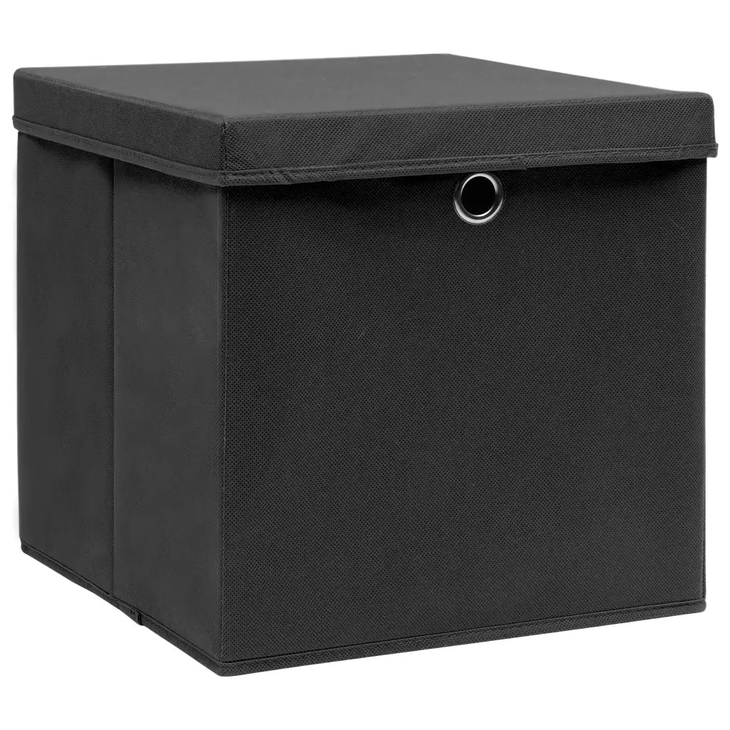 Contenitori con Coperchio 4 pz 28x28x28 cm Nero cod mxl 50922