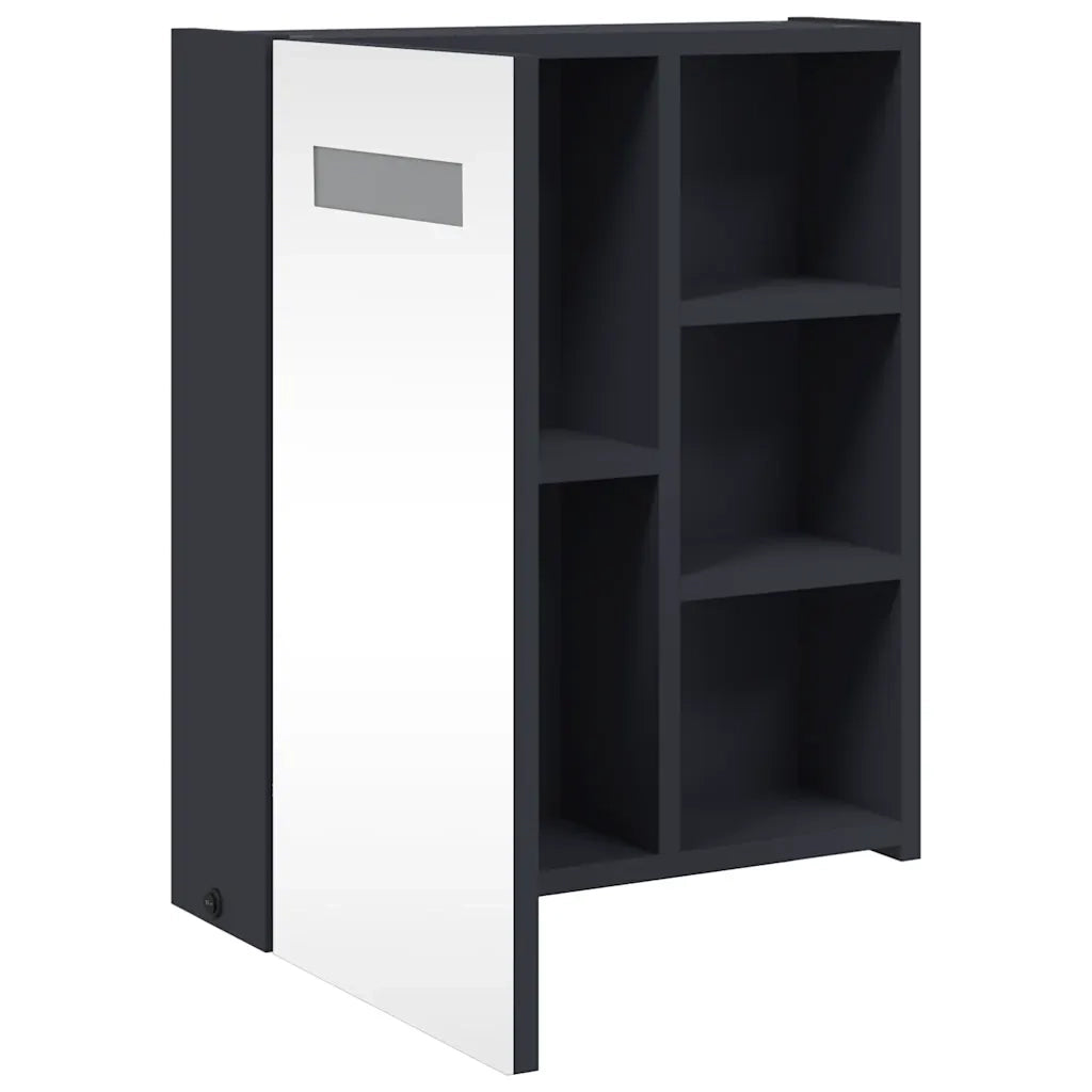 Armadietto Bagno con Specchio e LED-Mobile bagno con specchio Grigio Chiaro 45x13x52 cm
