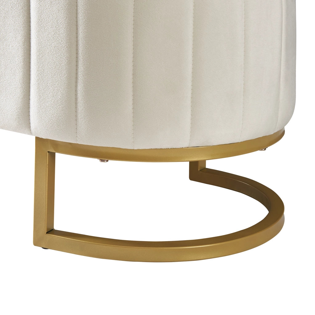 Panca Contenitore con Seduta Imbottita; Poggiapiedi per Soggiorno o Ingresso; in Velluto Beige; 120 x 39.9 cm