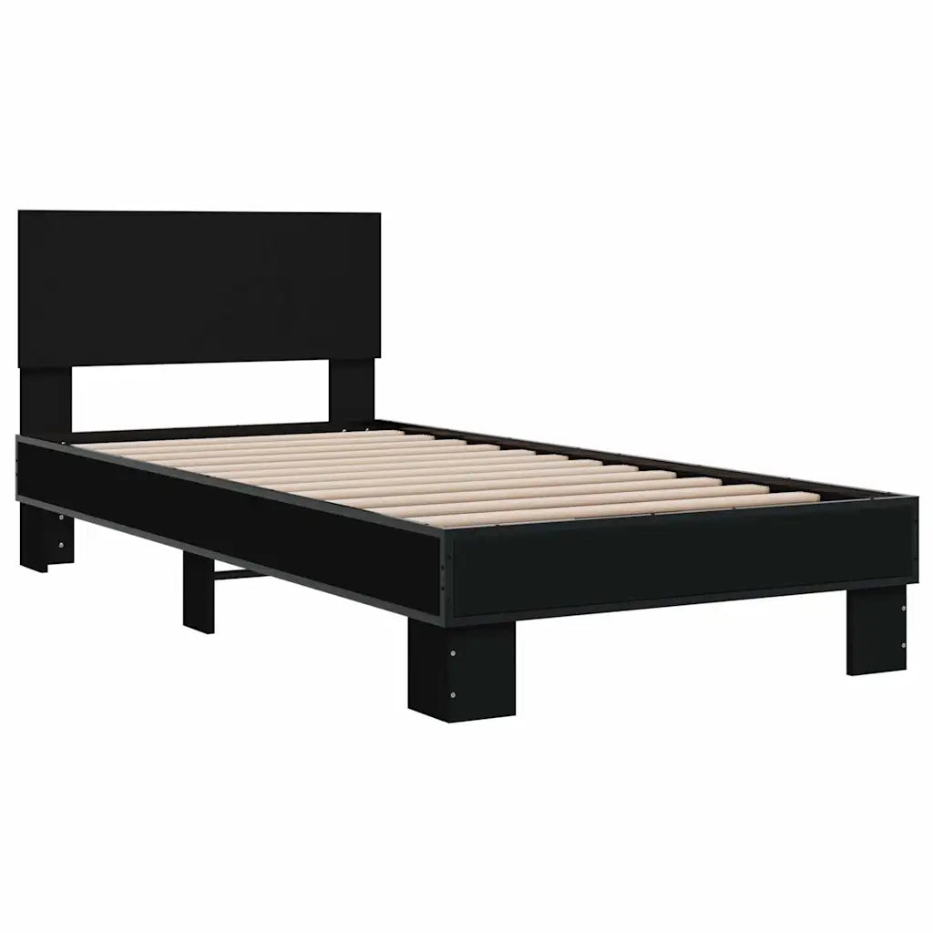 Giroletto Nero 75x190 cm in Legno Multistrato e Metallo 845812