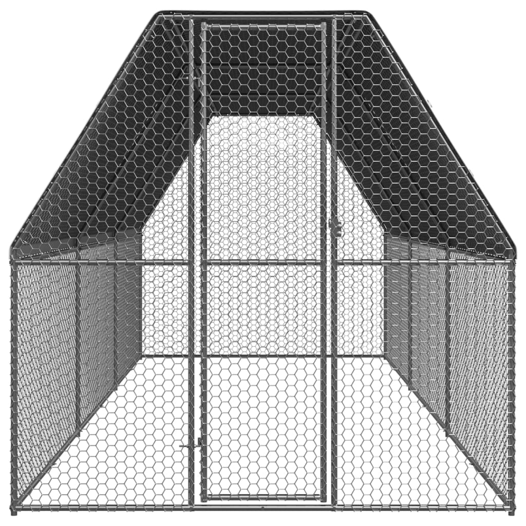 Pollaio da esterno 2 x 6 x 2 m in acciaio zincato con tetto impermeabile 02_0001690