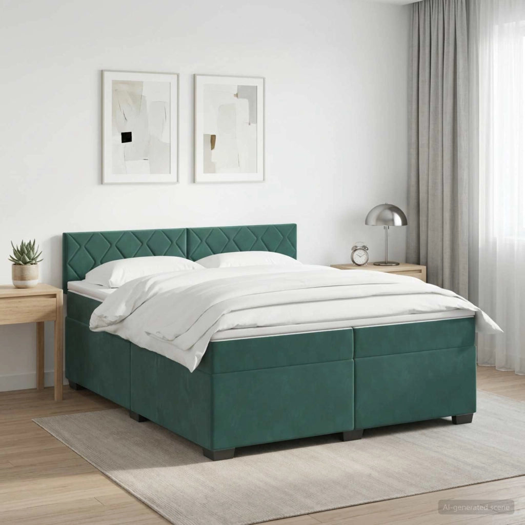 Letto box spring con materasso Verde Scuro 200 x 200 cm Velluto 3450791