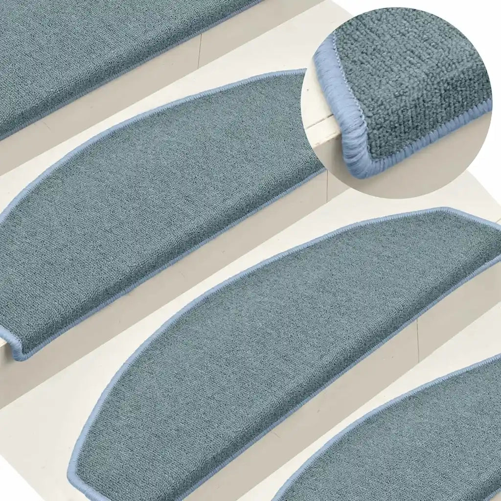 Tappetini per scale 30 pz 65x24x4 cm Blu mare Semicircolari Grandi