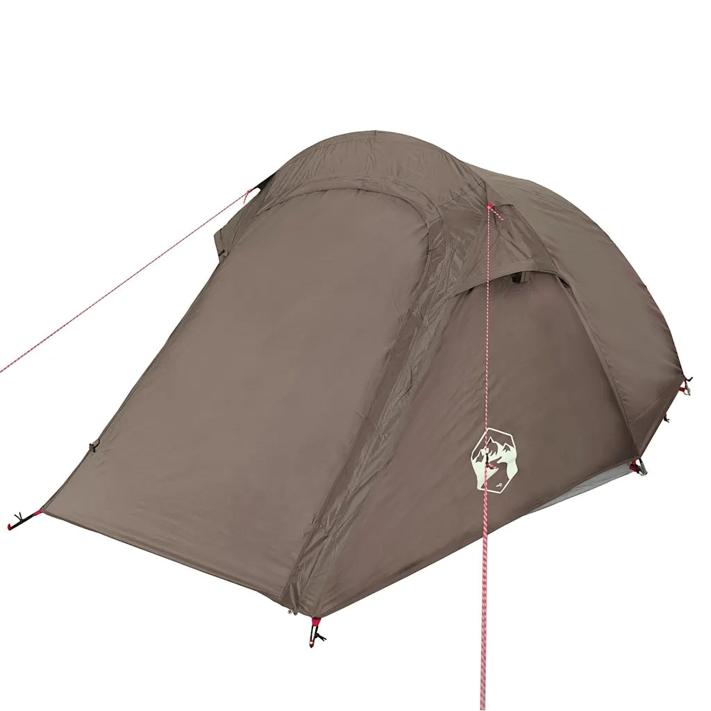 Tenda da Campeggio a Tunnel per 2 Persone-Tenda per Escursionismo Marrone Impermeabile