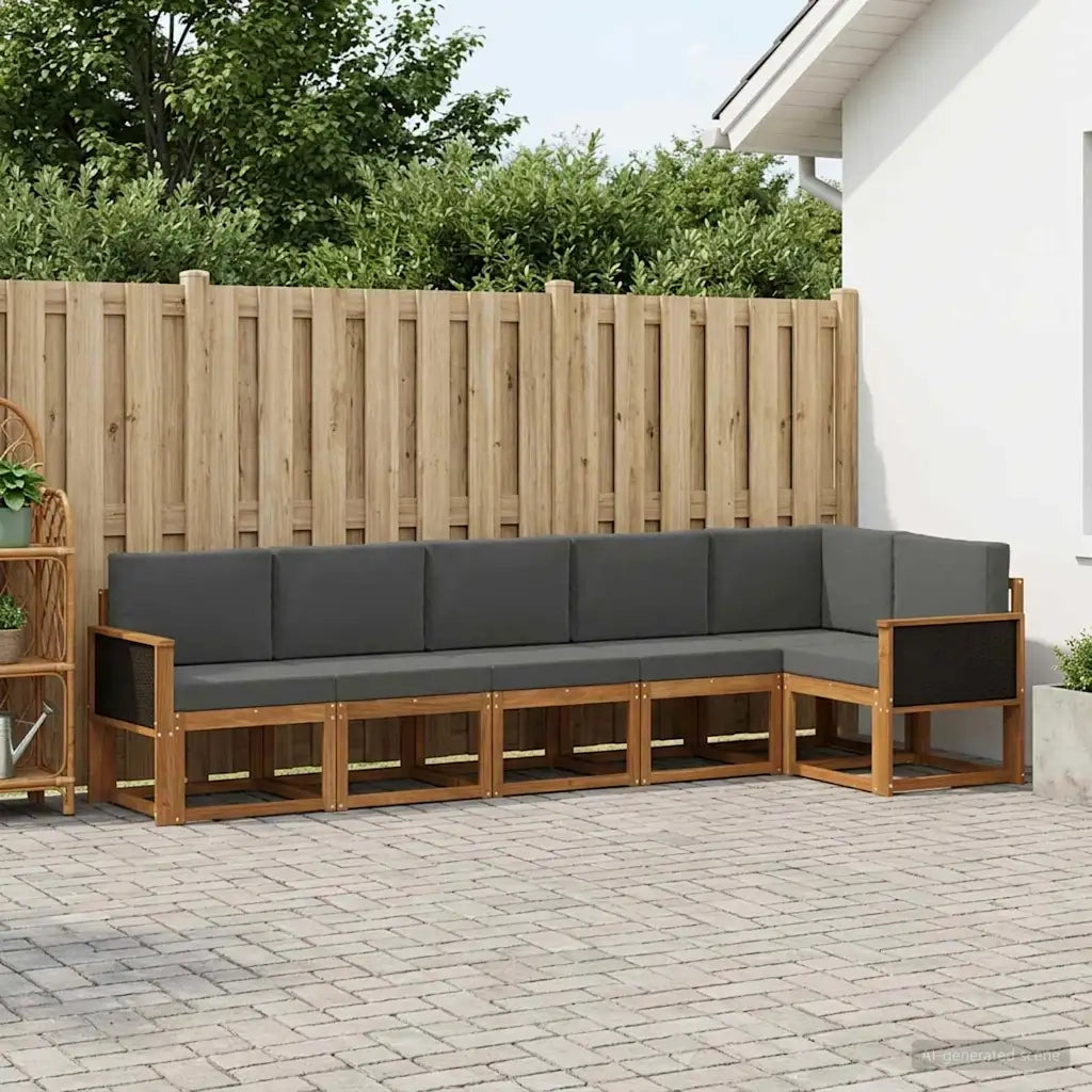 Set di divani da esterno 6 pcs Naturale e Antracite Poliestere 3385243