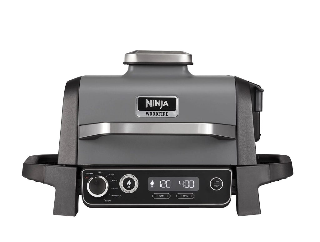 Ninja OG701EU Woodfire Barbecue Elettrico Affumicatore e Friggitrice ad Aria 7 in 1 2400 W colore Grigio Nero