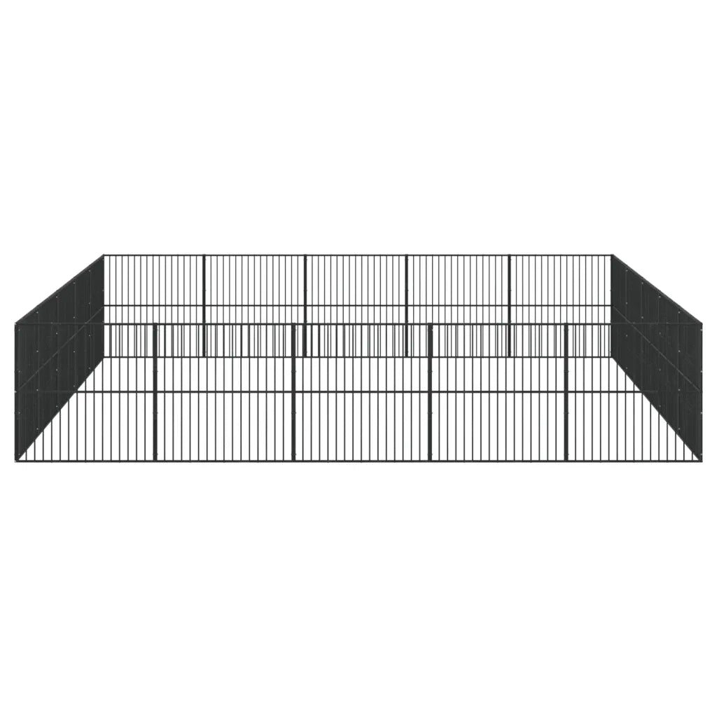 Box per Cani 20 Pannelli Nero Acciaio Zincato 3209556