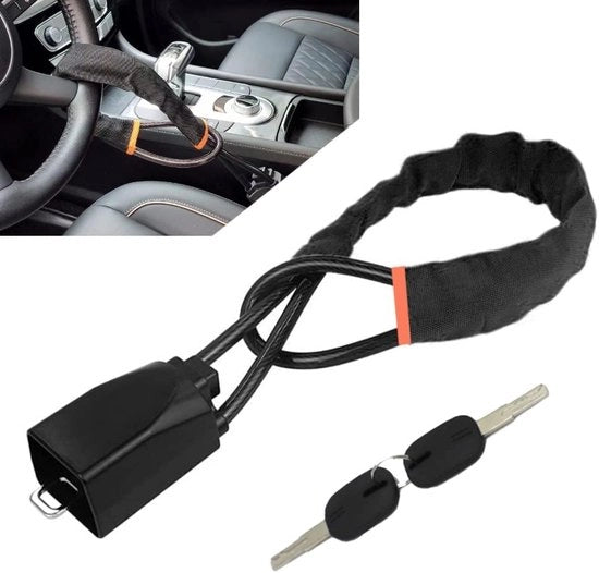 Stirrup per veicoli con sistema di sicurezza per cinture di sicurezza - compatibile con auto, camion, SUV e furgoni - sicurezza - 3 chiavi - ingranaggio di sterzo rosso per bicicletta