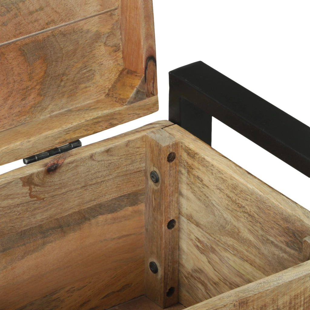Baule di stoccaggio 60x30x30cm in legno massello di mango e metallo