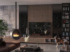 Camino a Bioetanolo Sospeso Ø72,4x30x220,4 cm Incyrcle Slim Nero