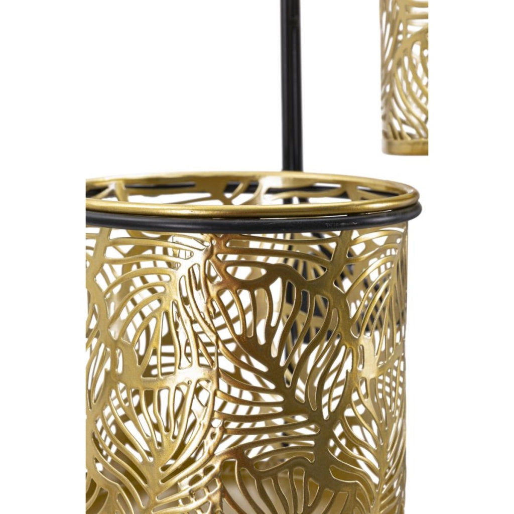 Set di 2 Vasi per Piante VKH416, Oro, Metallo, 27x14x48 cm