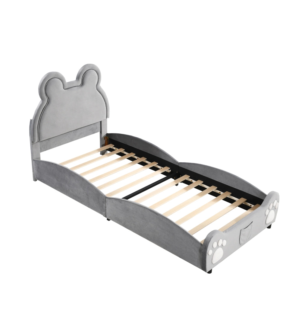 LETTO imbottito a forma di orso 90x200 cm grigio