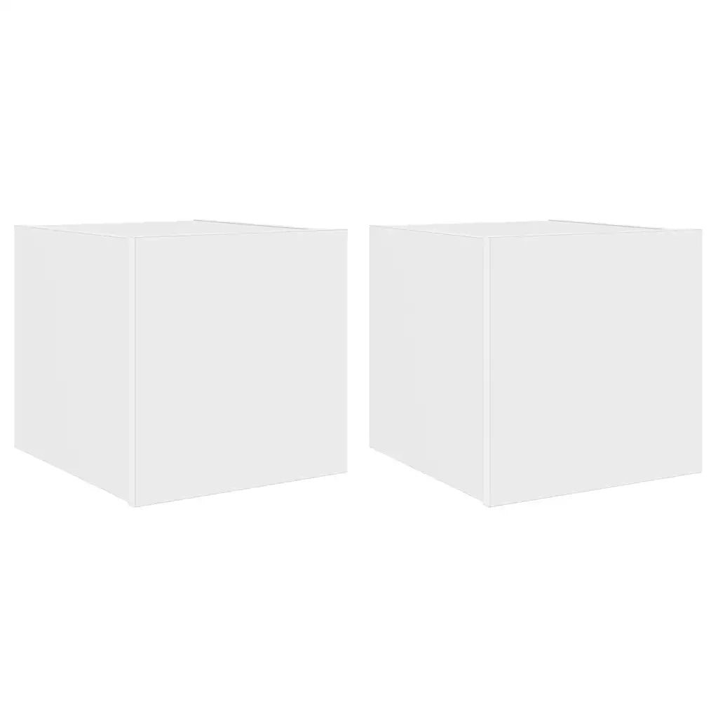 Mobili TV a Parete con Luci LED 2pz Bianchi 30,5x35x30 cm 837219