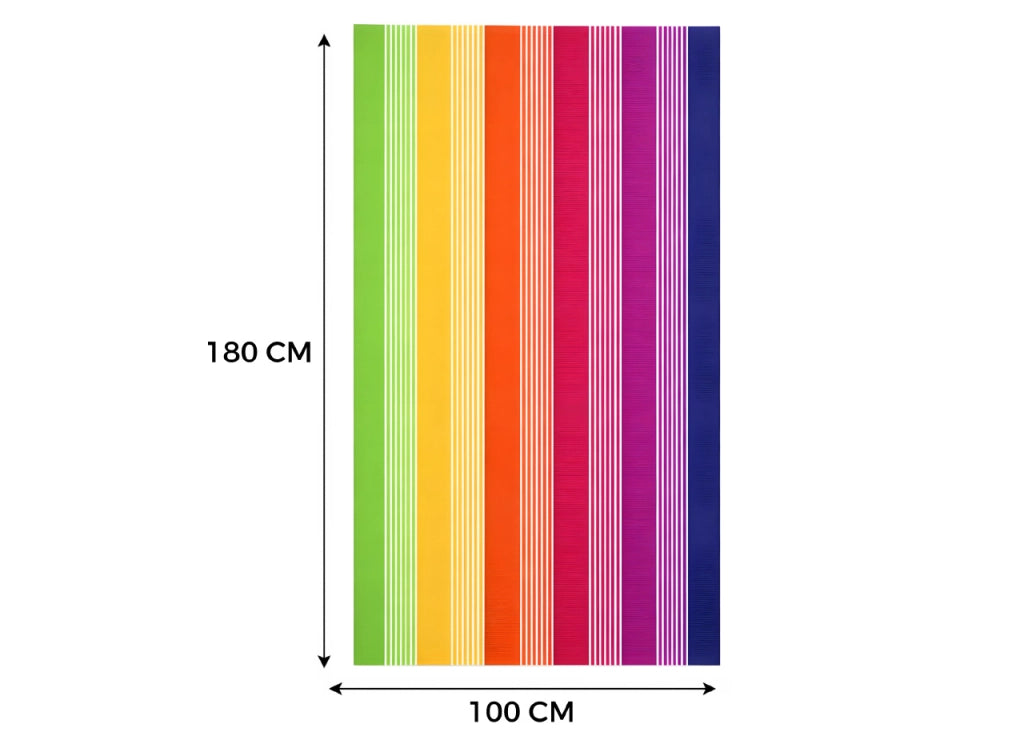 Telo Mare Grande 100x180 Spugna Spiaggia Piscina Maui Rigato Multicolore D22