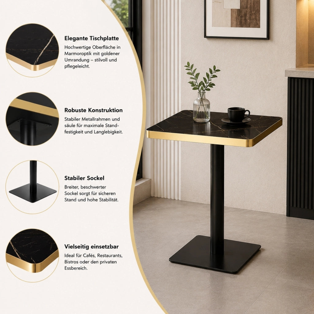 TAVOLO quadrato 60x60 cm MDF Nero struttura in metallo