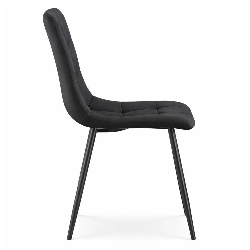 Set di 4 Sedie in velluto trapuntate NERO Nero gambe nere