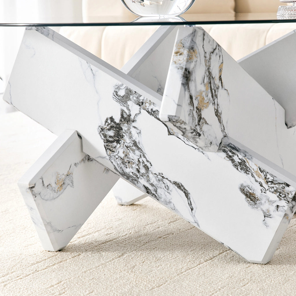 TAVOLINO BASSO Rotondo in Vetro Temperato Bianco