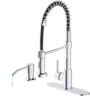 Cucinastra a sprosciacqua, miscelatore cucina a 360° girevole, cucinastra a sapone con coperchio, miscelatore cucina a un giro in ottone (set, cromato)